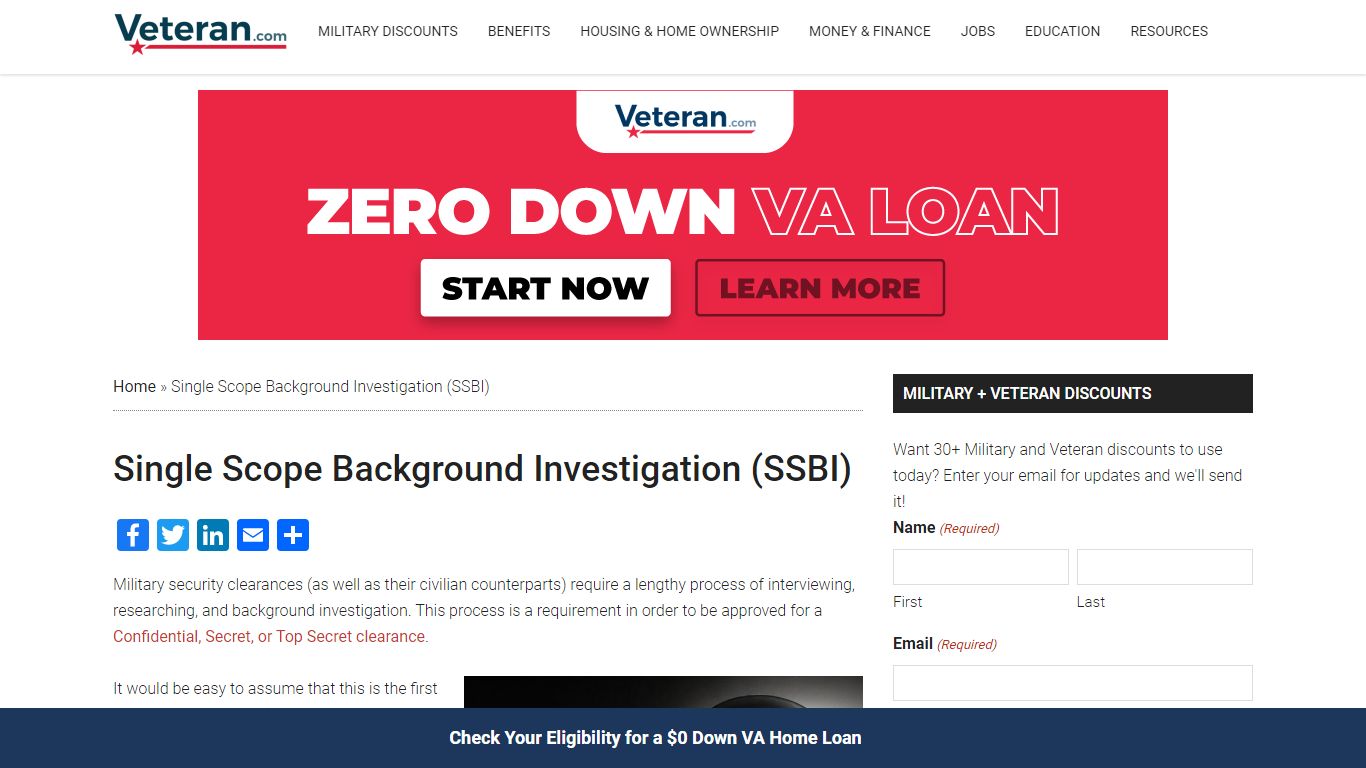 Single Scope Background Investigation (SSBI) - Military Benefits
